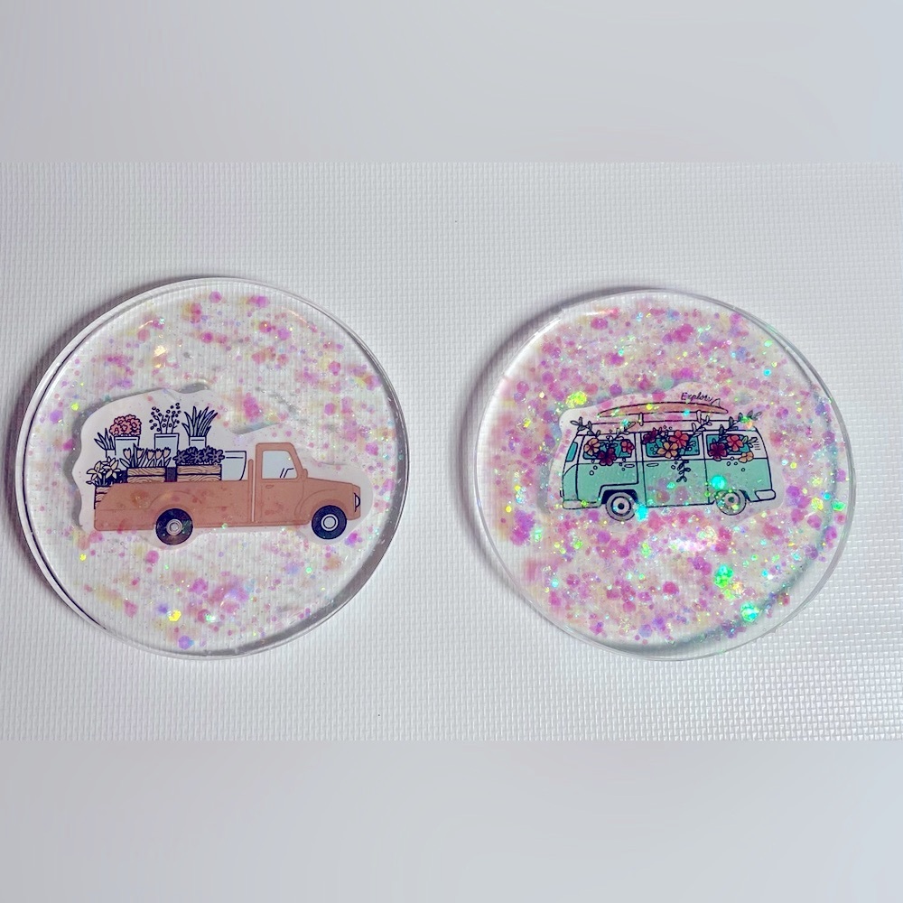 Handmade Resin Glitter Magnets Set of 2